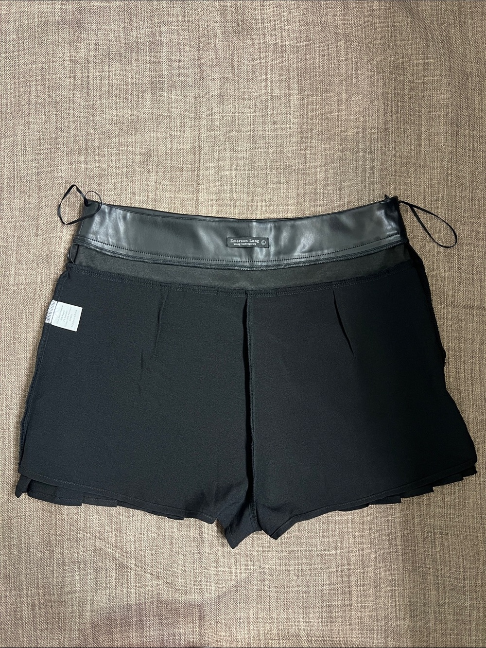 lululemon athletica Black Shorts with Faux-Leather Waistband